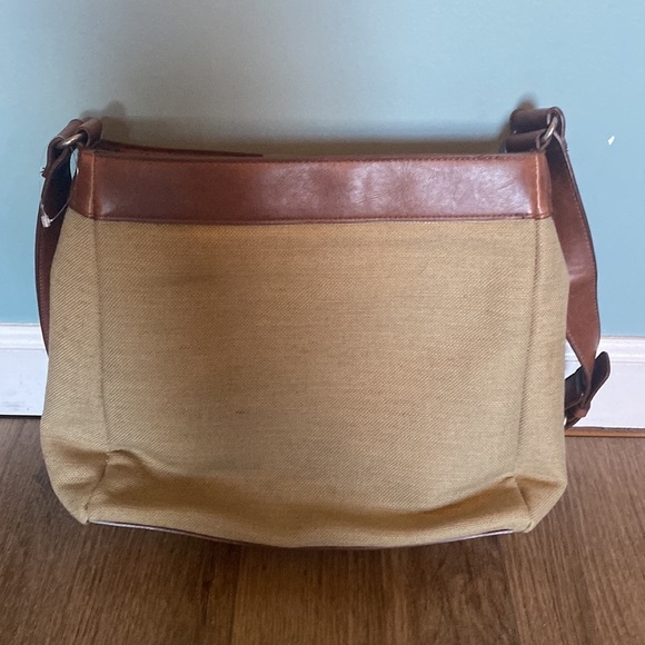 Relic vegan leather and canvas utility academic Crossbody tote bag. Preppy - Picture 2 of 8